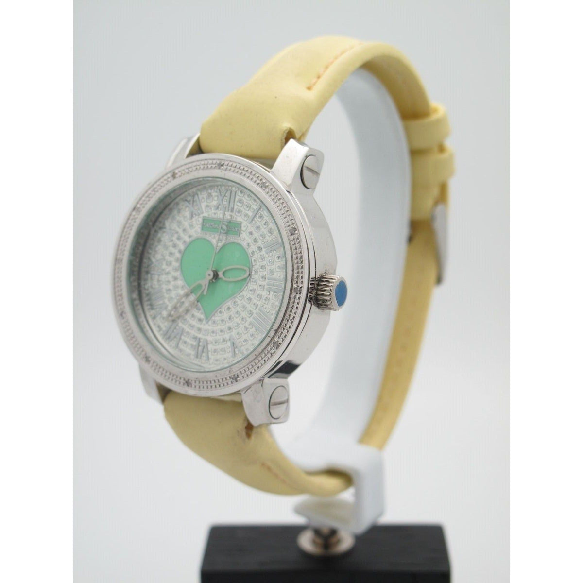 Techno Swiss 0.08CT Diamond Silver Heart Dial Stainless Steel Watch TS2817