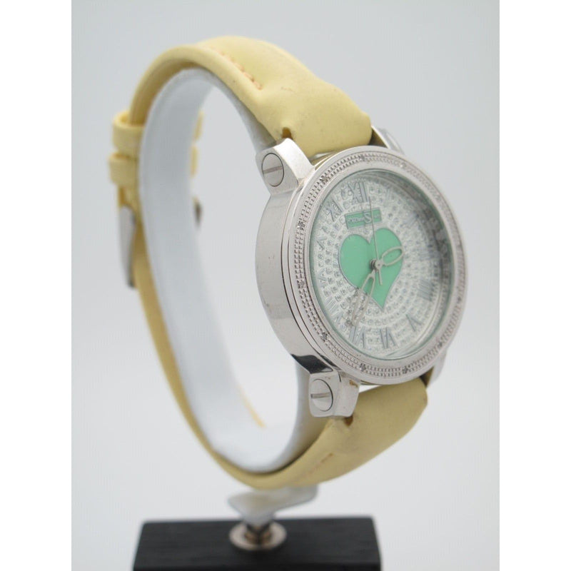 Techno Swiss 0.08CT Diamond Silver Heart Dial Stainless Steel Watch TS2817