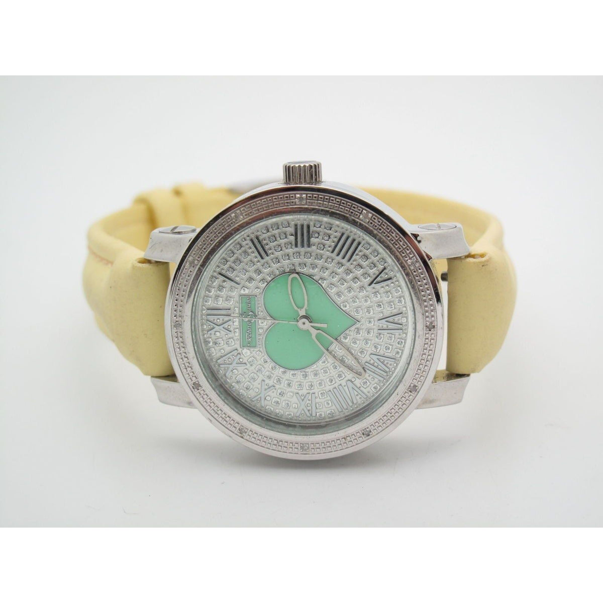 Techno Swiss 0.08CT Diamond Silver Heart Dial Stainless Steel Watch TS2817