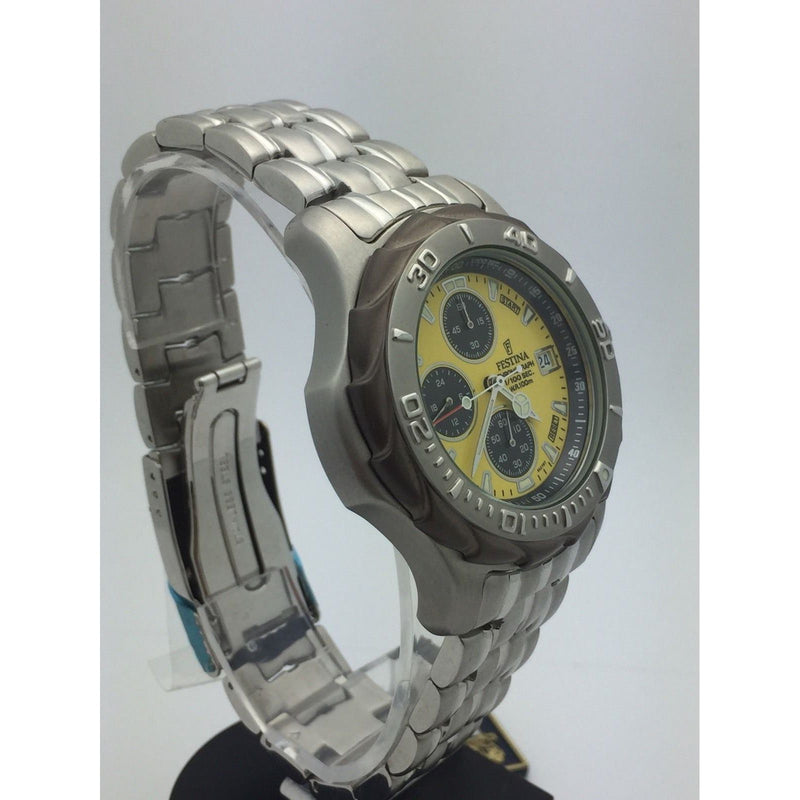 Festina Men's Yellow Dial Chronograph 1/100 Sec. Date 100M Watch F6527/7