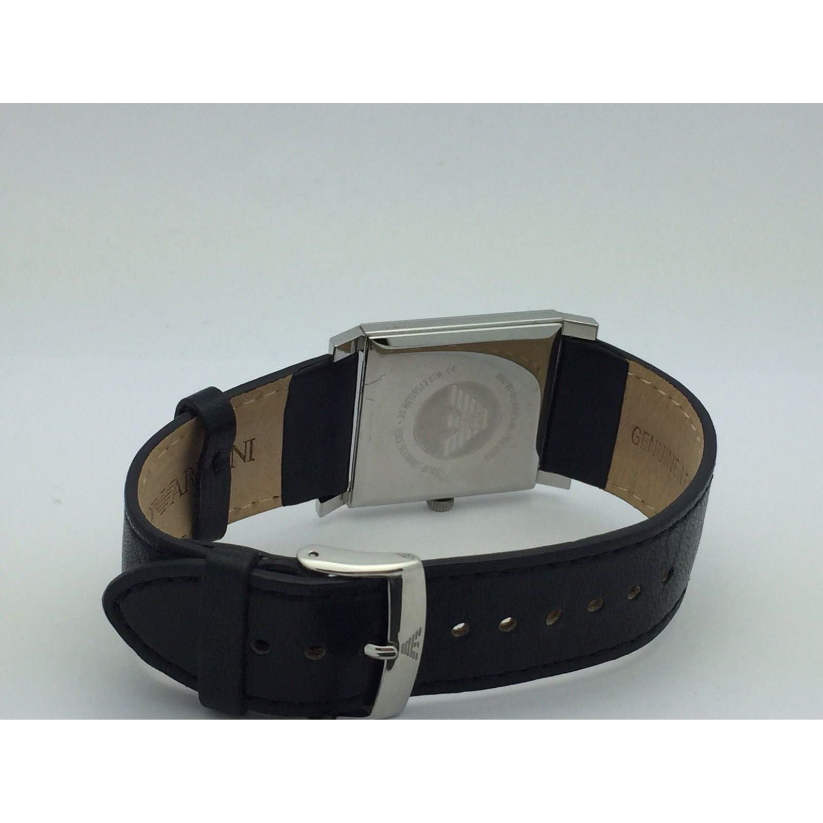 Emporio Armani Unisex Gray Dial Stainless Black Leather 30M Watch