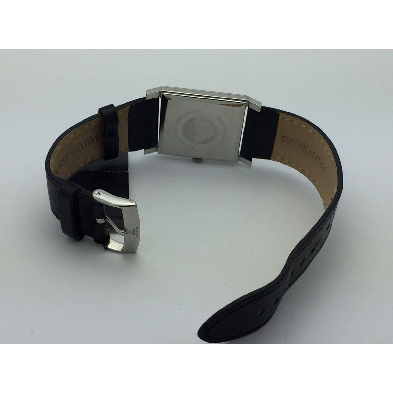 Emporio Armani Unisex Gray Dial Stainless Black Leather 30M Watch