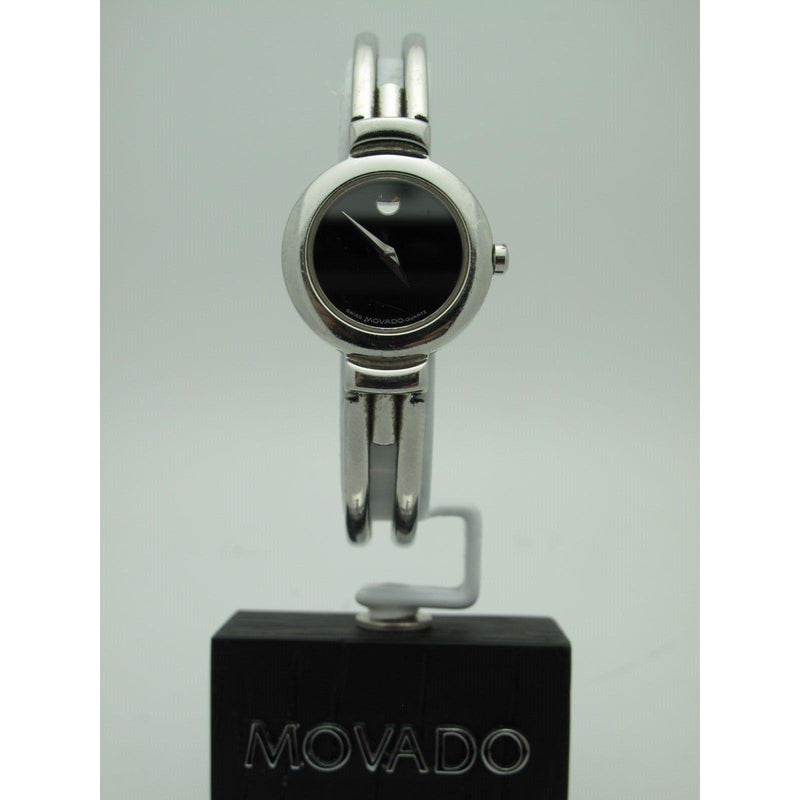Movado Harmony Ladies Black Dial Stainless Steel Bangle Bracelet Watch 0604428