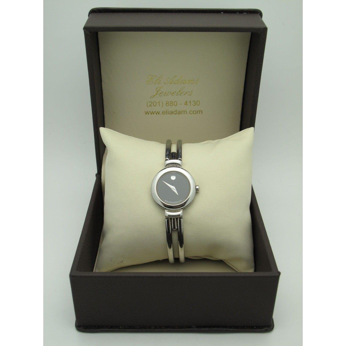 Movado Harmony Ladies Black Dial Stainless Steel Bangle Bracelet Watch 0604428
