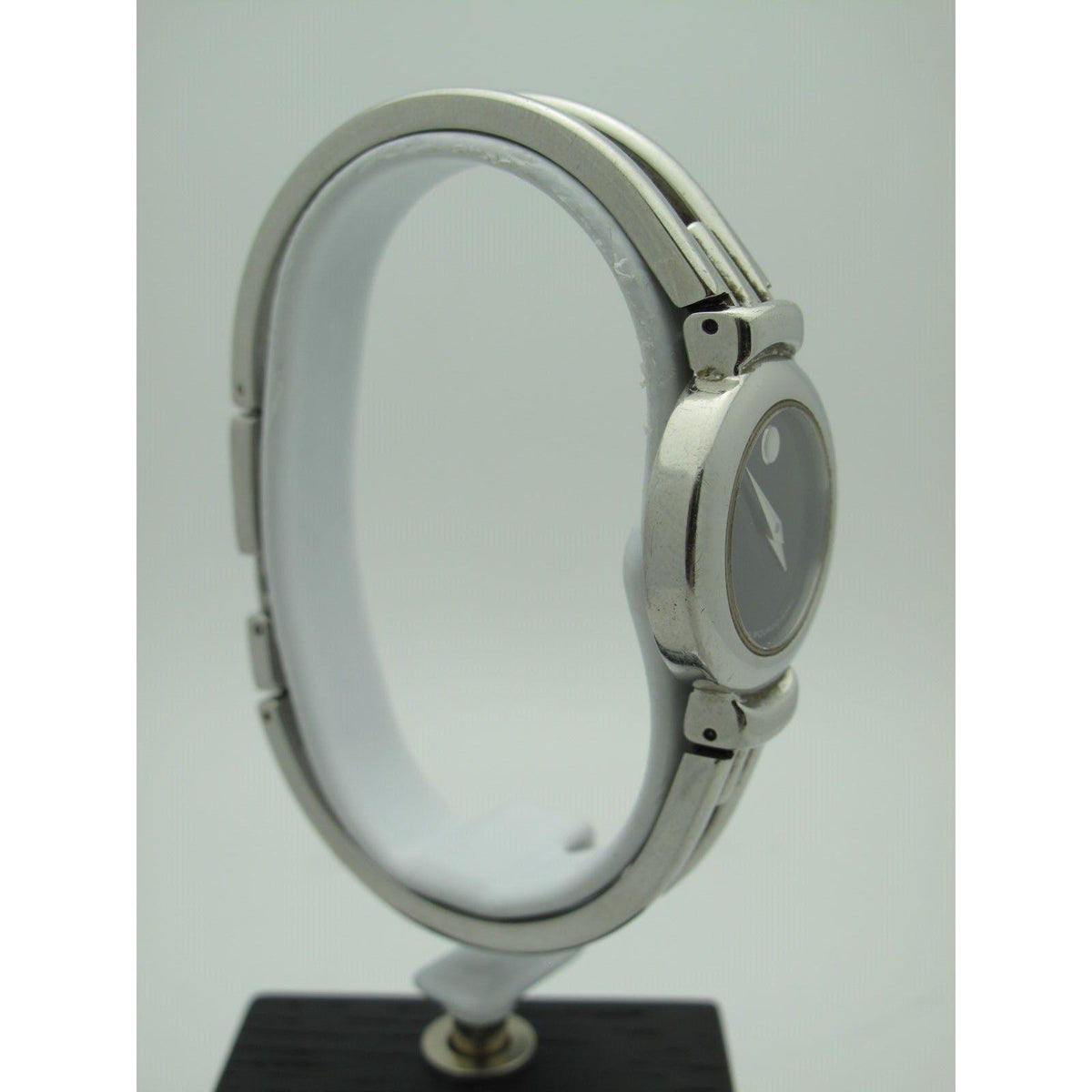 Movado Harmony Ladies Black Dial Stainless Steel Bangle Bracelet Watch 0604428