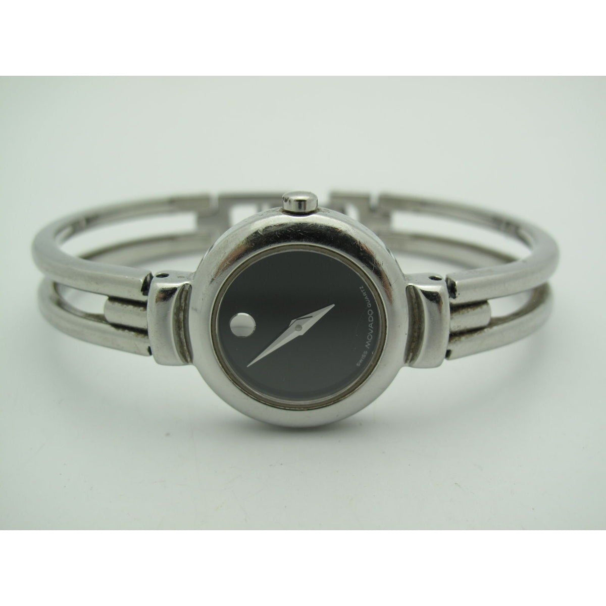 Movado Harmony Ladies Black Dial Stainless Steel Bangle Bracelet Watch 0604428