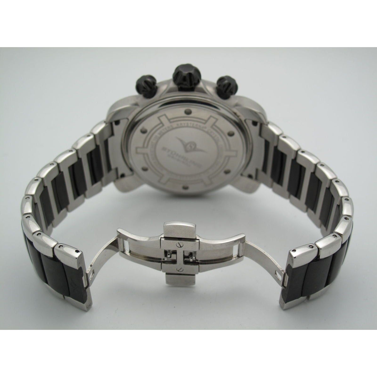 Stuhrling Original Men's Krysterna Black & Stainless Steel Gray Chronograph Dial Watch