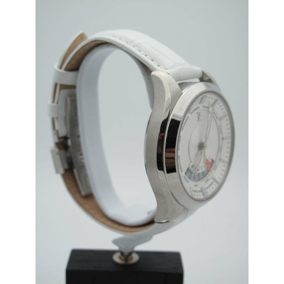 Timex TX Men's Perpetual Calendar Stainless Steel Silver Dial White Band Watch T3C503