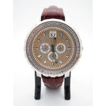 Techno Com. By KC Men's 1.00CT Diamonds Gold Chrono Dial & Brown Band Watch