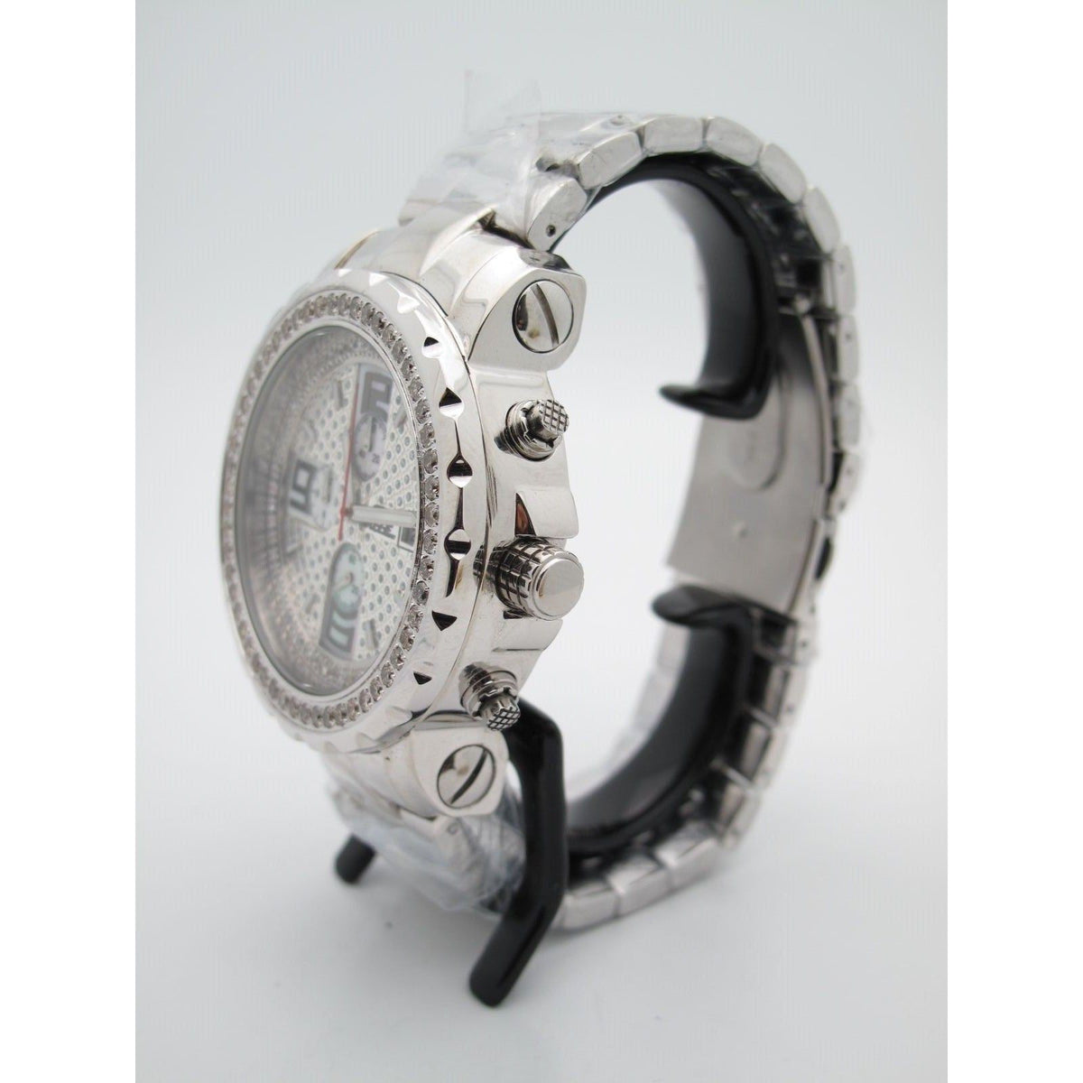 Freeze Men's All Stainless Steel 2.00CT Diamonds Crystal Chrono Dial Watch F6088