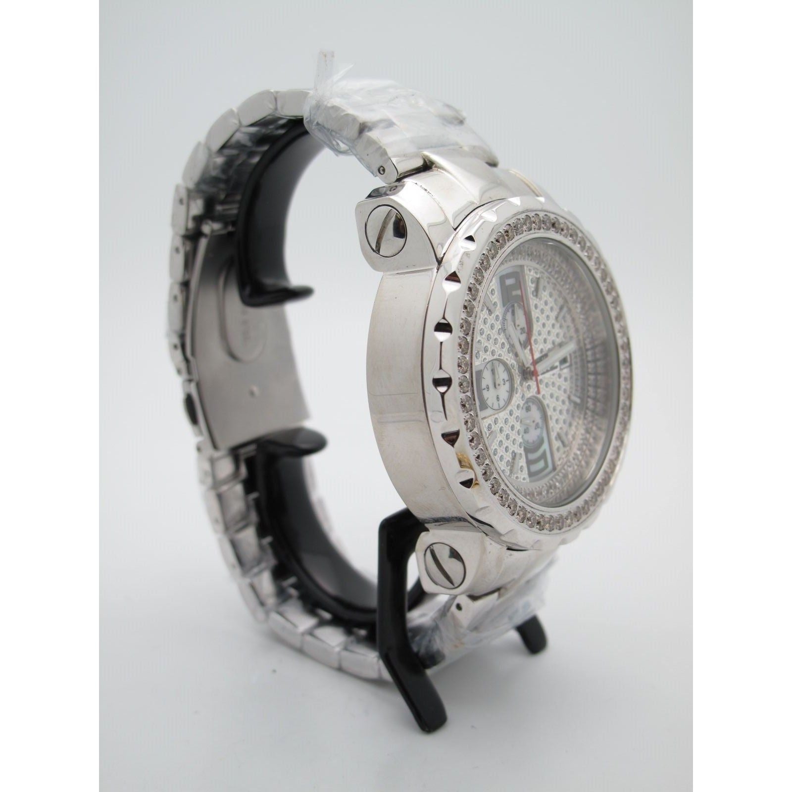Freeze Men's All Stainless Steel 2.00CT Diamonds Crystal Chrono