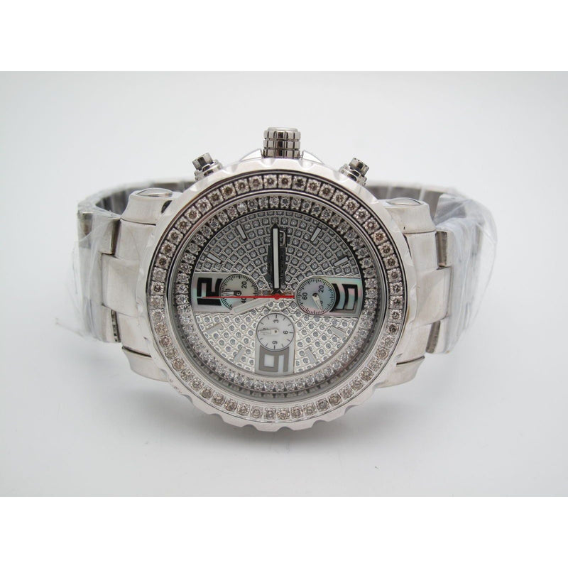 Freeze Men's All Stainless Steel 2.00CT Diamonds Crystal Chrono Dial Watch F6088