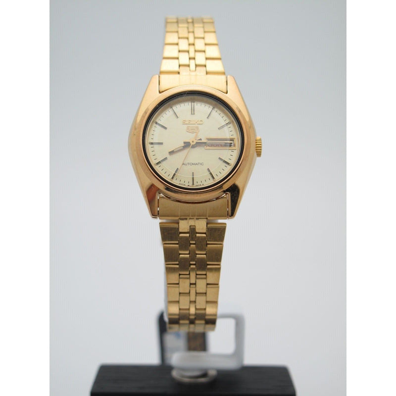 Seiko Ladies Gold Stainless Steel Gold Tone Dial Watch 080605