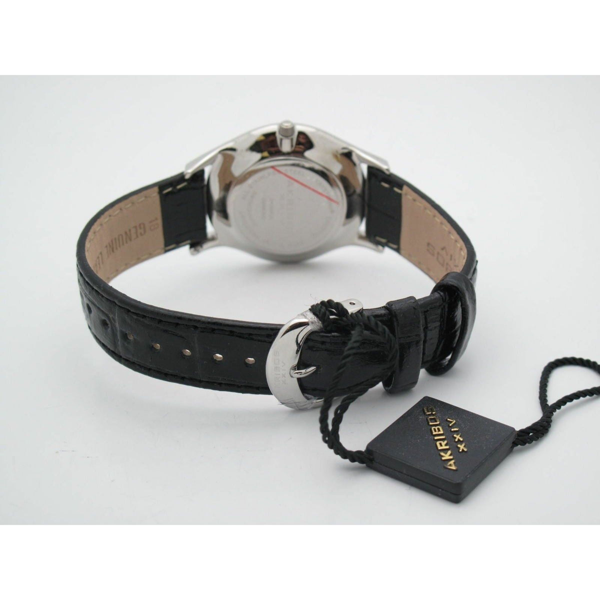 Akribos XXIV Ladies Diamond Swiss Stainless Steel Black Dial Band Watch AK464BK