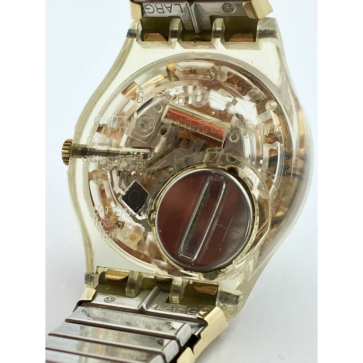 Swatch Swiss Ladies Yellow Gold Tone Stretch Band Watch 6746