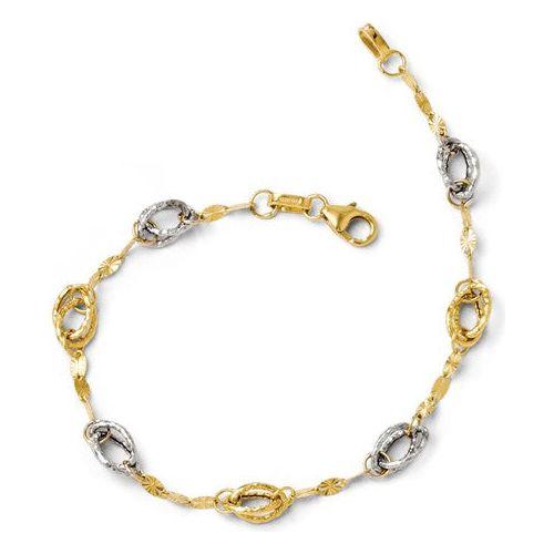 Bezel Fancy Link Sapphire & Diamond Bracelet 14K Yellow Gold