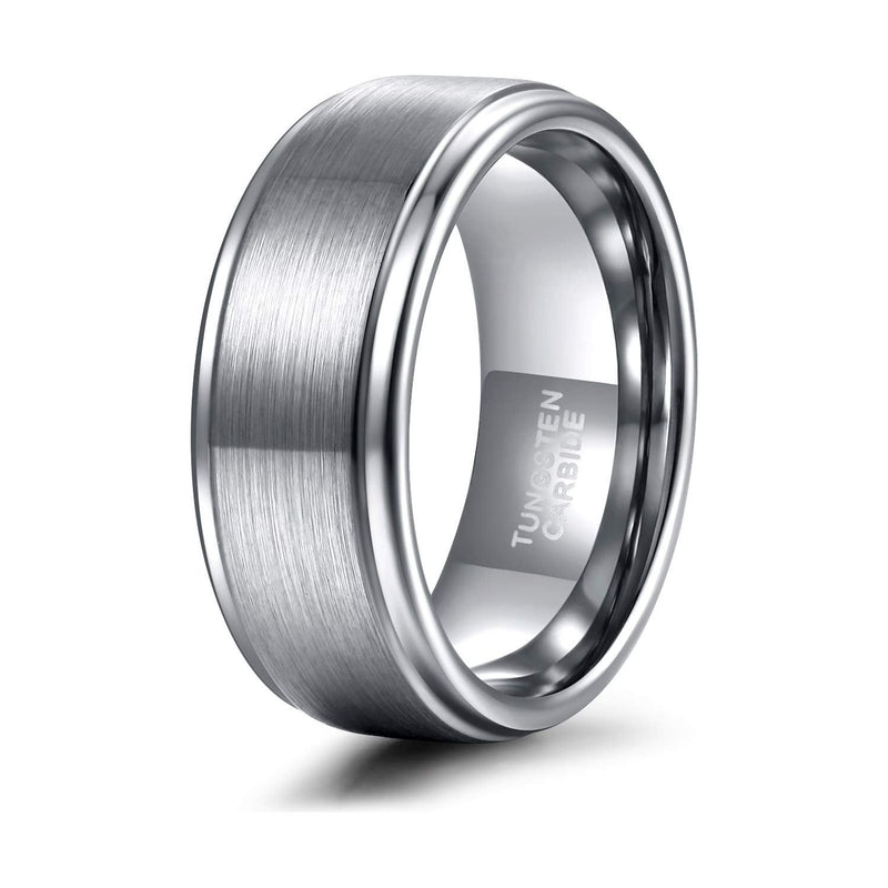 8MM Men's Silver Tungsten Ring