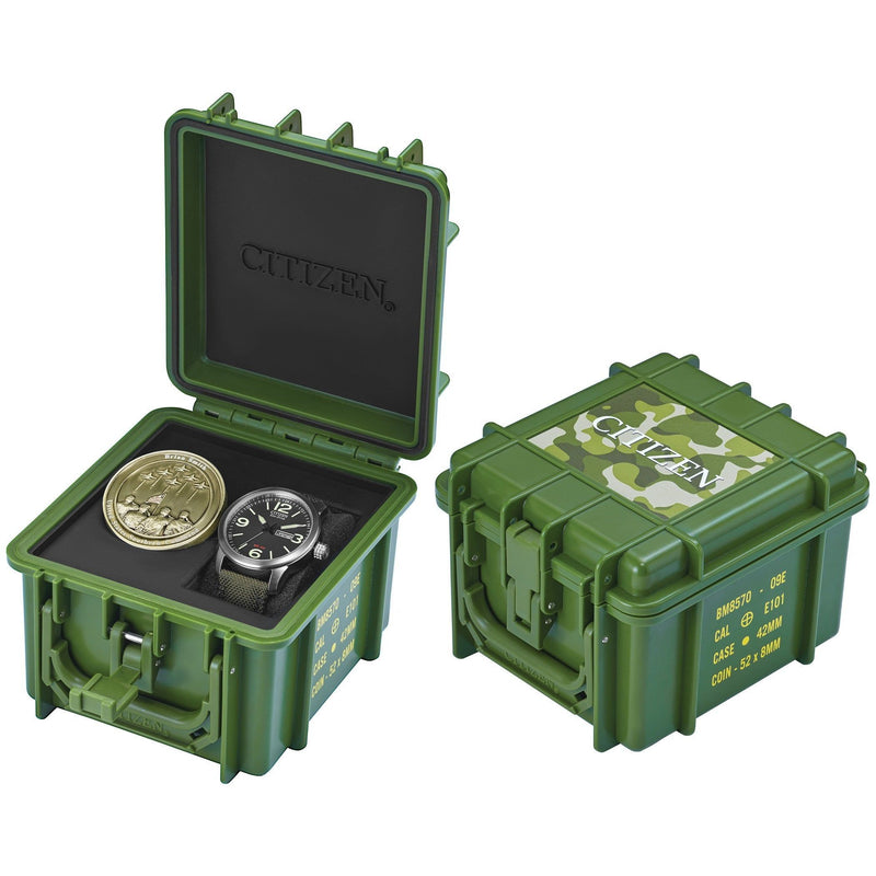 Citizen Men's Military Watch Commemorative Box Set BM8570-09E Personalized & Engraved!
