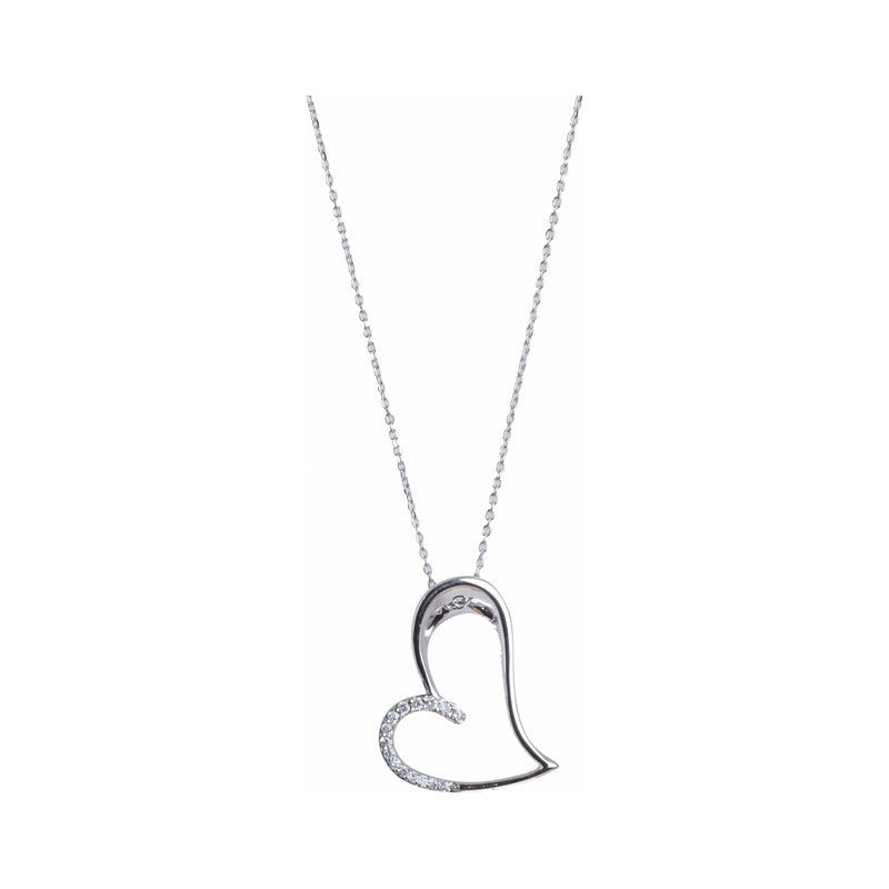 14K White Gold Ladies Diamond Heart Necklace E71-P400617