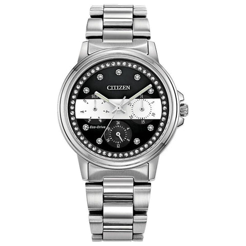 Citizen Ladies Thin White Line™ Multifunction Dial Crystal Women's Watch  FD2048-55E