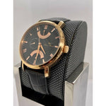 Lucien Piccard Men's Verona GMT Retrograde Black Dial Black Leather Strap Watch 10340