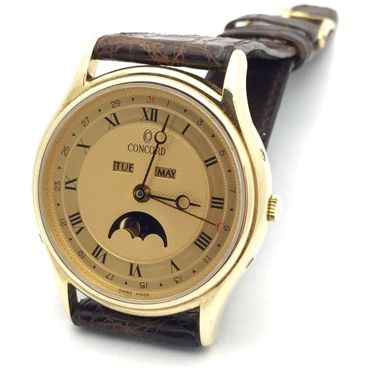 Concord Triple Day/Date/Month Moon Calendar 14k Gold Men's Watch