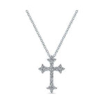 14K White Gold Diamond Cross Pendant Necklace NK5273W45JJ