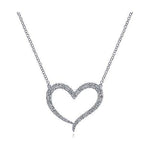 14K White Gold Open Heart Diamond Pendant Necklace NK5265W45JJ