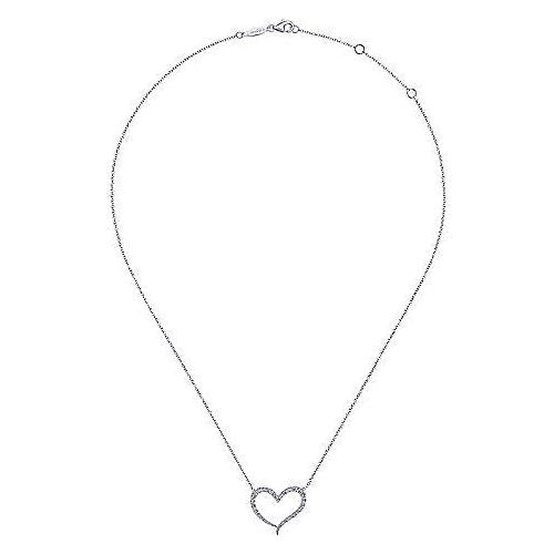 14K White Gold Open Heart Diamond Pendant Necklace NK5265W45JJ