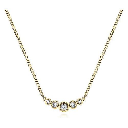 14K Yellow Gold Curved Round Diamond Bar Necklace NK5424Y45JJ