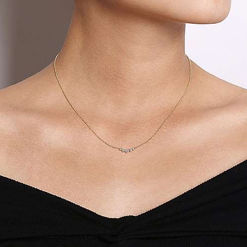14K Yellow Gold Curved Round Diamond Bar Necklace NK5424Y45JJ
