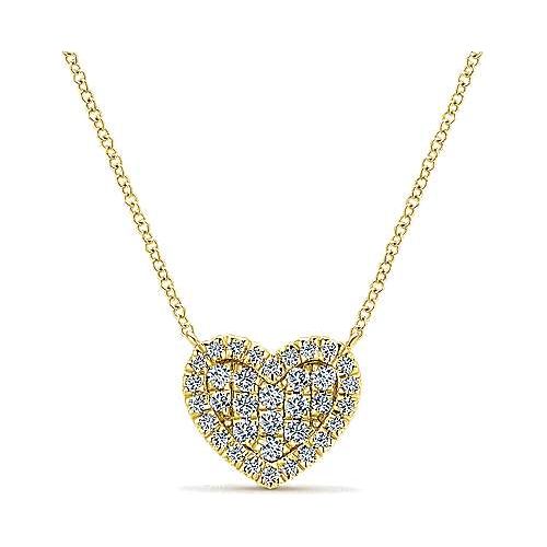 14K Yellow Gold Diamond Heart Pendant Necklace NK5267Y45JJ