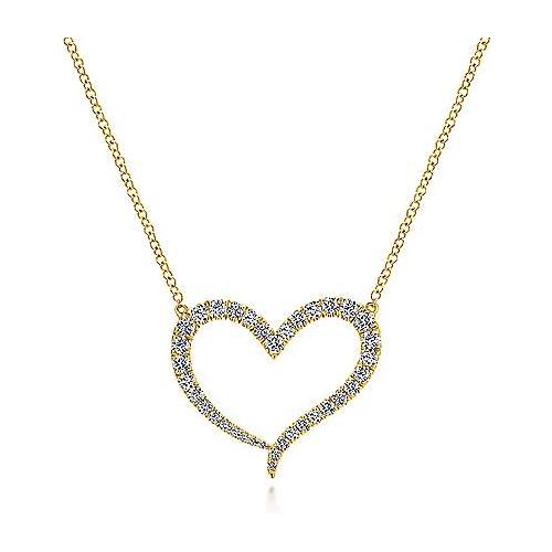 14K Rose Gold Open Heart Diamond Pendant Necklace NK5265K45JJ