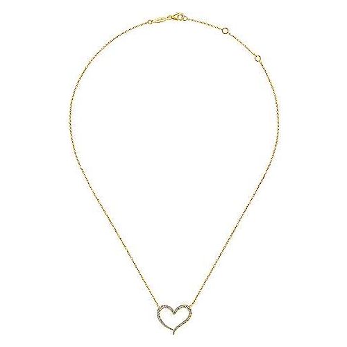 14K Rose Gold Open Heart Diamond Pendant Necklace NK5265K45JJ
