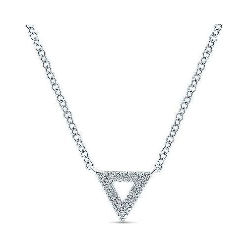 Open 14K White Gold Diamond Pav Triangle Pendant Necklace NK5430W45JJ