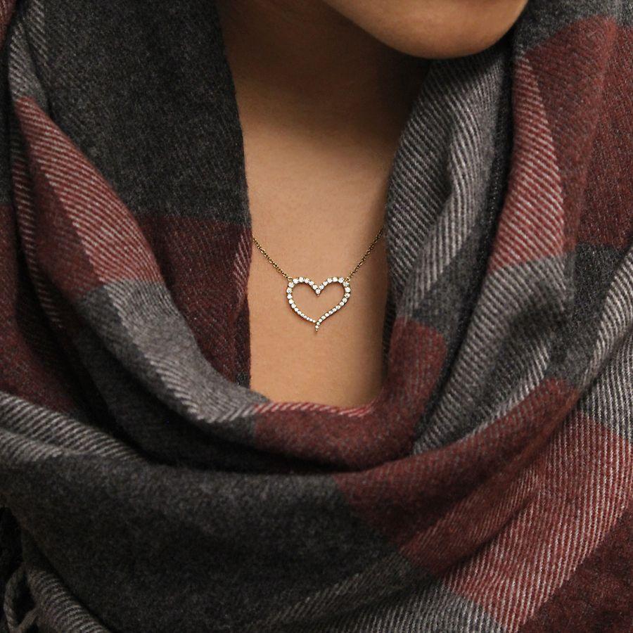 14K Yellow Gold Open Heart Diamond Pendant Necklace NK5265Y45JJ