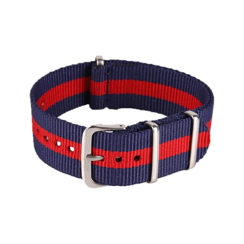 Striped Navy Blue/Red 22MM Nylon Watch Strap QJ1670LRL22