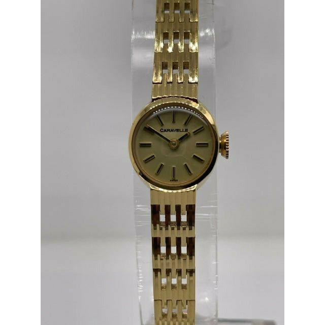 Caravelle Bulova Ladies Champagne Dial Yellow Gold Tone Mechanical Bracelet Watch N8