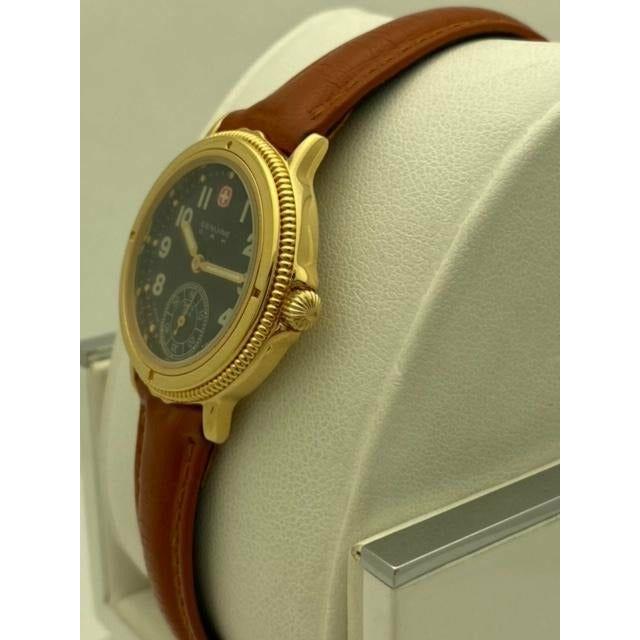Wenger Genuine SAK Ladies Black Dial Brown Leather Strap Watch 176.0624