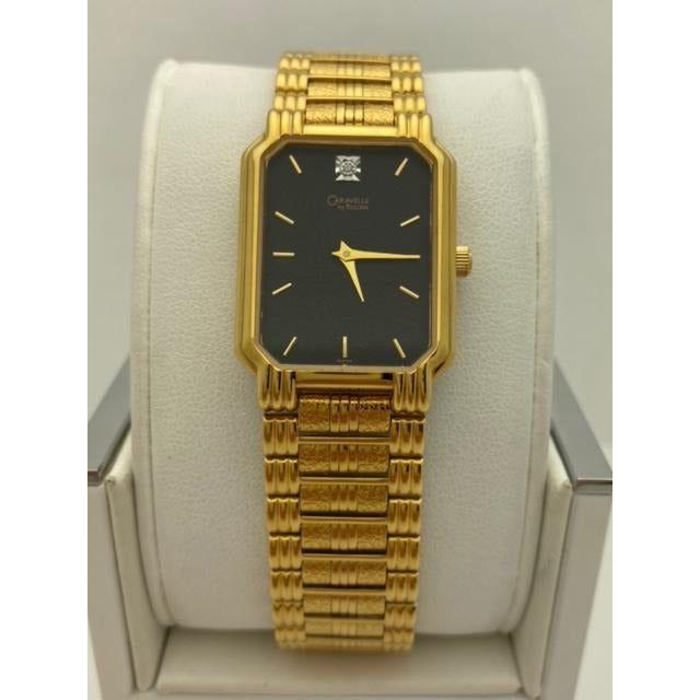 Caravelle Bulova Ladies Black Dial Gold Stainless Steel Bracelet Watch 42M34