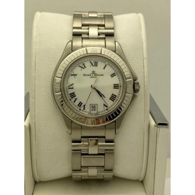 Baume & Mercier Geneve Ladies White Dial Silver Stainless Steel Bracelet Watch MV045042