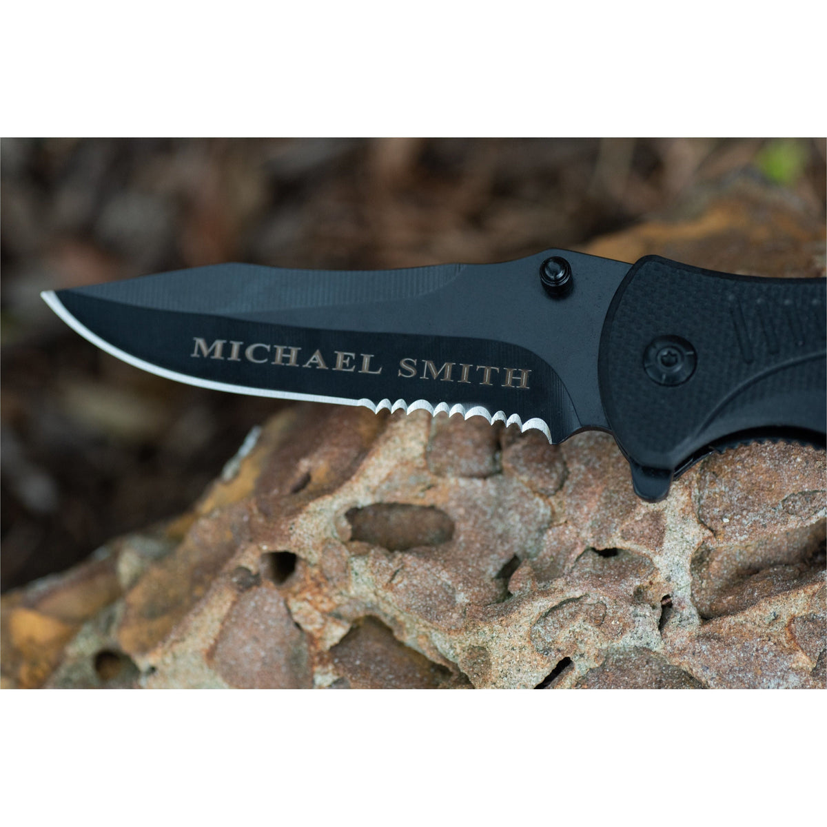 Tactical Stainless Steel Knife, Engraved & Personalized , Seat Belt Cutter, Window Breaker, Saw Blade, Survival Knife TBLKNIFE