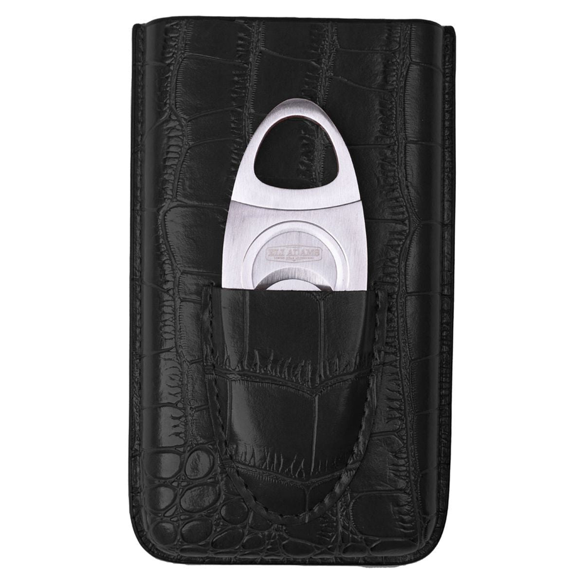 Black Alligator Pattern Leather Cigar Carry Case for 3 Cigars