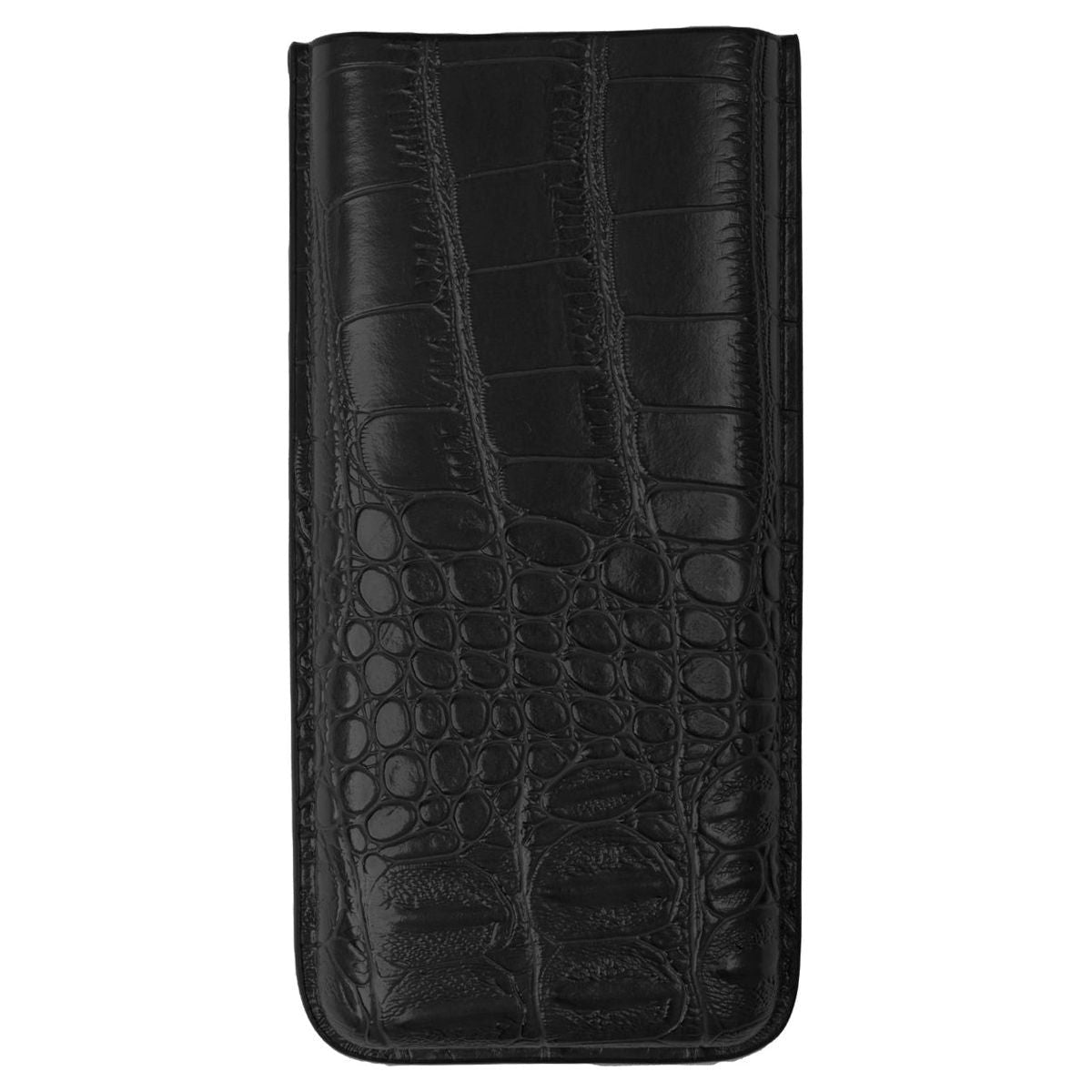 Black Alligator Pattern Leather Cigar Carry Case for 3 Cigars