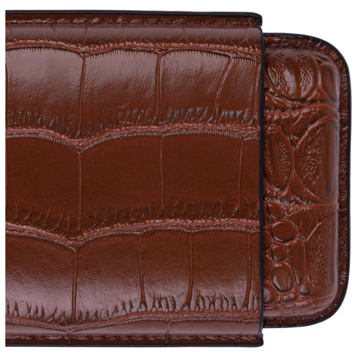 Brown Alligator Pattern Leather Cigar Carry Case for 3 Cigars