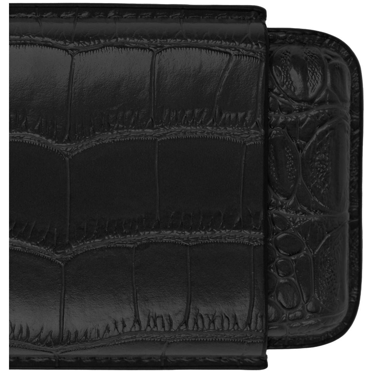 Black Alligator Pattern Leather Cigar Carry Case for 3 Cigars