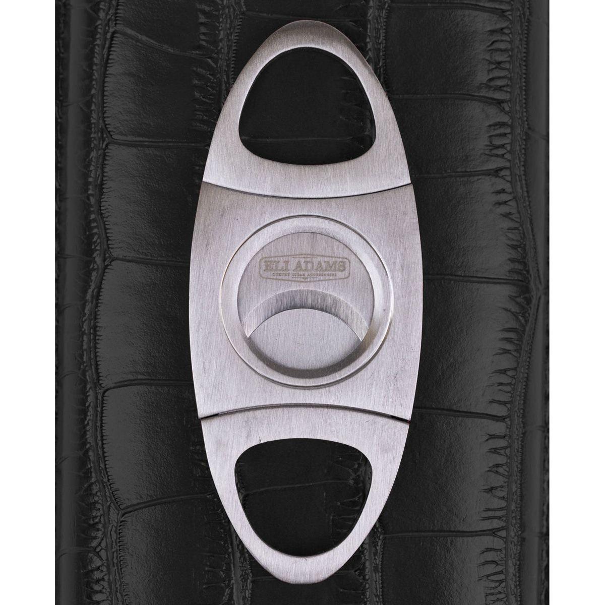 Black Alligator Pattern Leather Cigar Carry Case for 3 Cigars