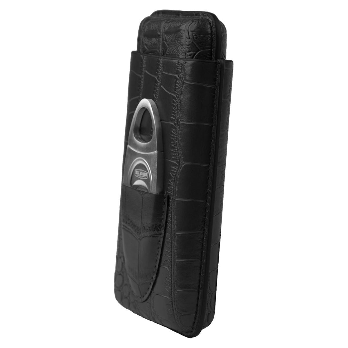 Black Alligator Pattern Leather Cigar Carry Case for 3 Cigars