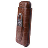 Brown Alligator Pattern Leather Cigar Carry Case for 3 Cigars