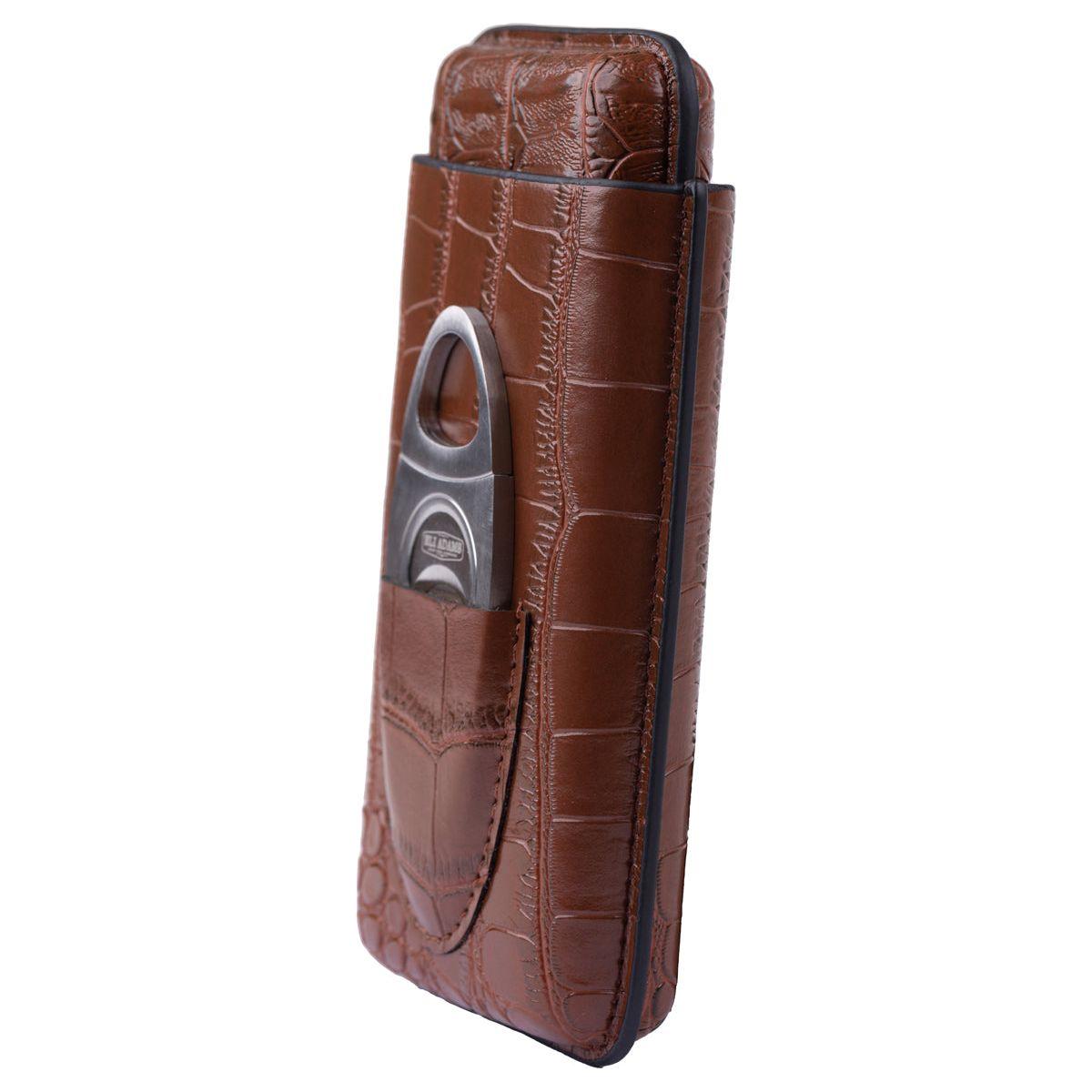 Naturale Dark Brown Leather Crushproof Cigar Case - 3-Cigars